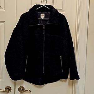 Gap Zip front Teddy Jacket, Navy, Size M